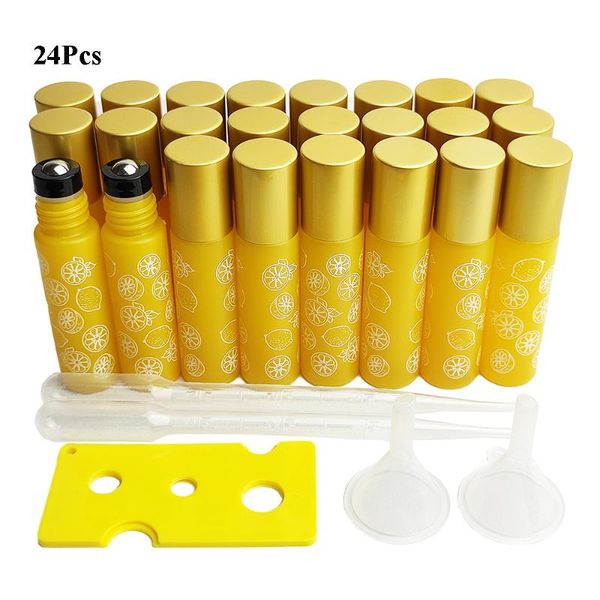 

storage bottles & jars 24pcs 10ml empty roller with metal balls perfume containers refillable 2pcs funnels,2pcs pipettes