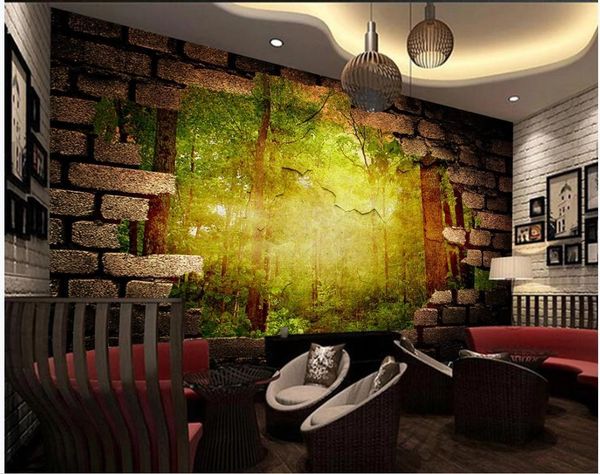 

wallpapers beautiful scenery brick wall woods forest 3d three d large background
