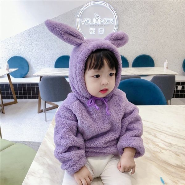 

bb vtements d'hiver 2020 nouveau hiver coren enfants capuche haut agneau laine manteaux couleur pure enfant en bas ge fille cha, Blue;gray