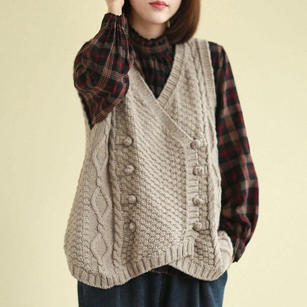 

women's knits & tees retro sweater knit vest korean version loose all-match blouse 2021 spring casual, White