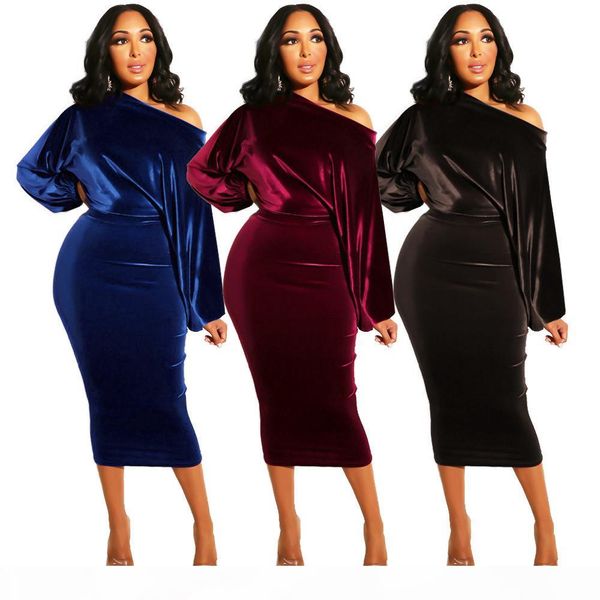

women velvet dress designer 2021 off shoulder long sleeve bodycon nightclub party mini pencil dresses c69, Black;gray