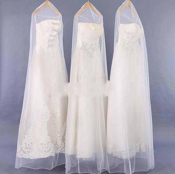 

storage bags 50pcs high grade transparent wedding dress dust cover soft tulle garment bridal gown net yarn bag 160cm 180cm