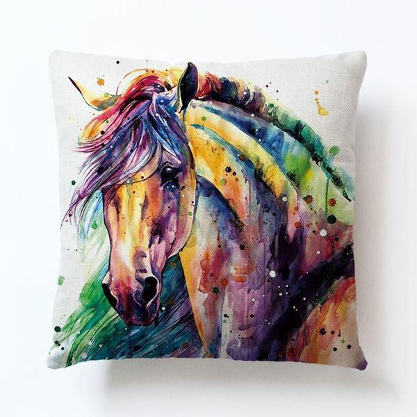 

cushion/decorative pillow watercolor horse cushion cover decorative cartoon colorful animals pillowcase for sofa home polyester case 2pc/lot