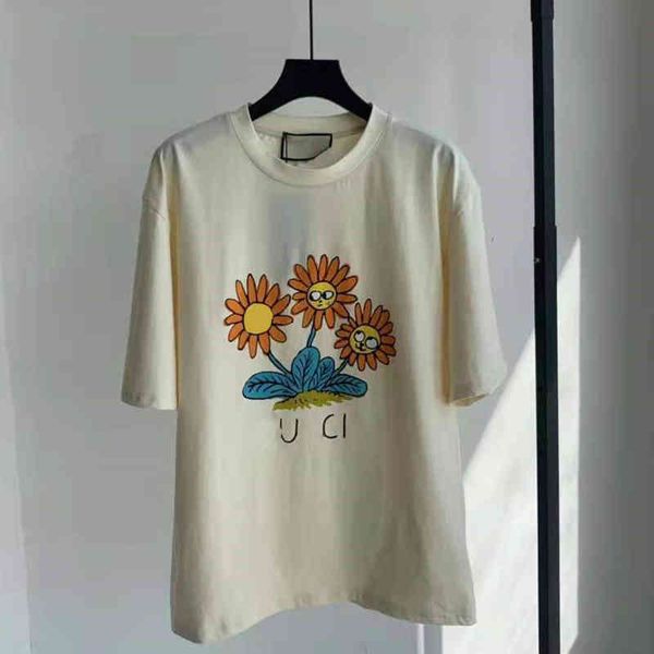 

spring and summer fashion gujia flower funny expression printing children's fun age reducing white couple short sleeve