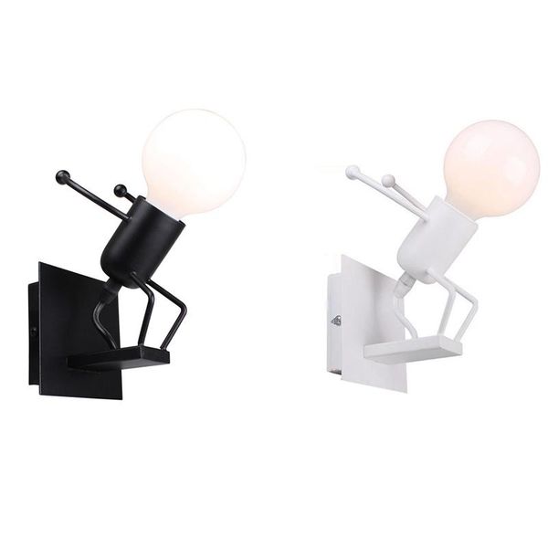 

wall lamp nodic creative small man iron lights metal simple cartoon robot sconce lamps for indoor art decor light