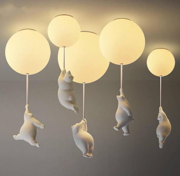 

pendant lamps modern led ceiling lights warm cartoon bear lamp for kids rooms bedroom children's room decor light