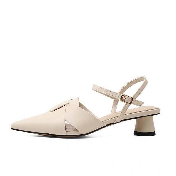 

sandals spring shoes closed toe med 2021 women's summer heels suit female beige comfort medium fashion pointed low girl, Black