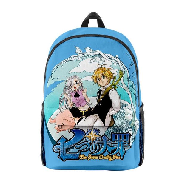 

backpack wawni the seven deadly sins 3d merch fashion oxford cloth shoulder printed multi zipper pack casual school bag