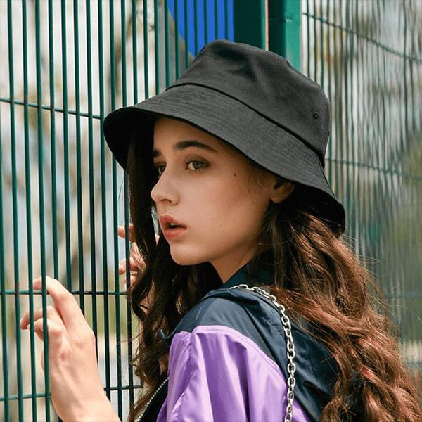 

Fashion Solid Color Bucket Hat Summer Autumn Fisherman Outdoor Women Panama Cap Lady Girls Beach Sun Caps, Blue;gray
