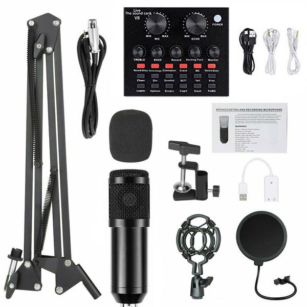 BM800 Condensador Microfone Mic Kit Live Studio Estúdio Som Gravação Stand