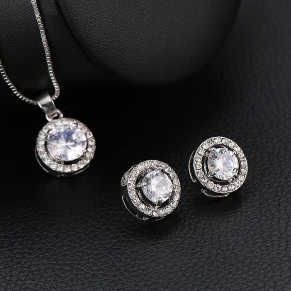 

trendy girl mini inlay jewelry set round crystal rhinestone for women