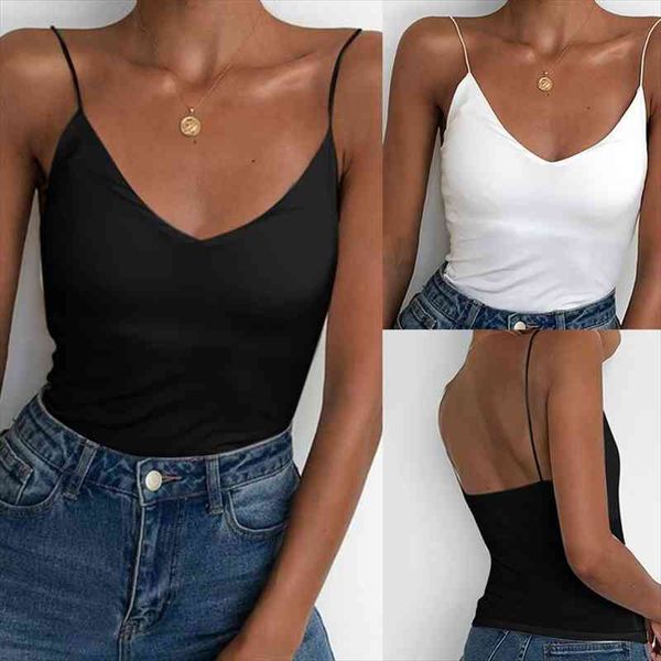 

satin thin wild solid vest women camis summer strap basic slim sleeveless camisole, White