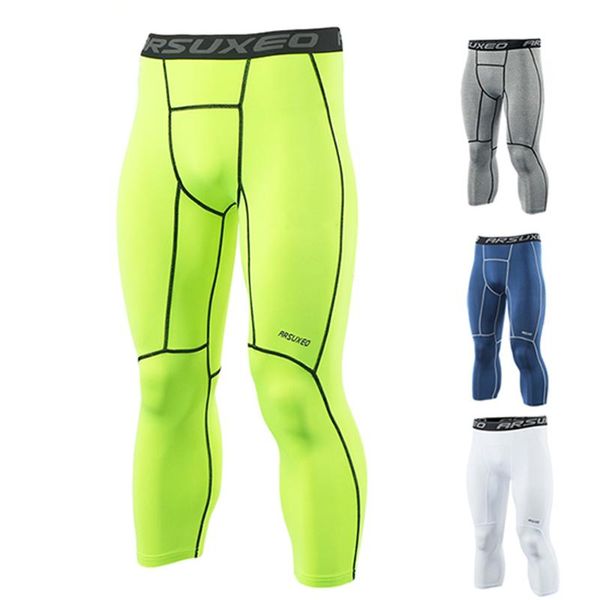 

running pants compression basketball for men breathable sport tights trousers high elastic fitness bodybuilding, Black;blue