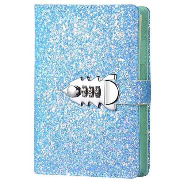 

notepads a6 refillable journal password with lock diary pu material combination, Purple;pink