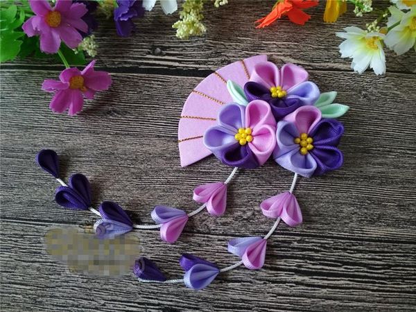 

party masks hand made hairpin cotton cloth hair clip cherry barrettes japanese style anime cosplay accessories ancient kimono bathrobe fan