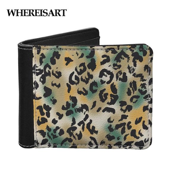 

wallets whereisart leopard pattern mens card wallet coin purse id bank holder leather moneyclip drop, Red;black