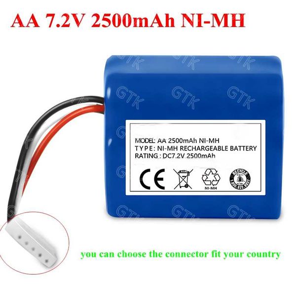 Batteria GTK ni-mh AA 7.2v 2500mah batteria ricaricabile nimh 7.2V 2.5Ah per aspirapolvere 380 381 380T 5200 5200C