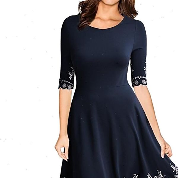 

clothing womens 2021 selling fashion half sleeve round neck print casual slim s 5xl dress waist slimming party lady dress, Black;gray