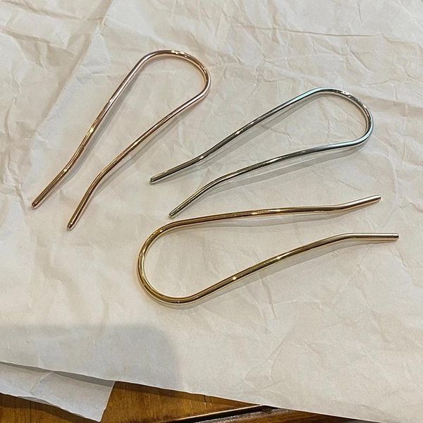 

hair clips & barrettes aomu fashion simple personality metal gold sticks headdress accessories u-shaped large hairpin for women, Golden;silver