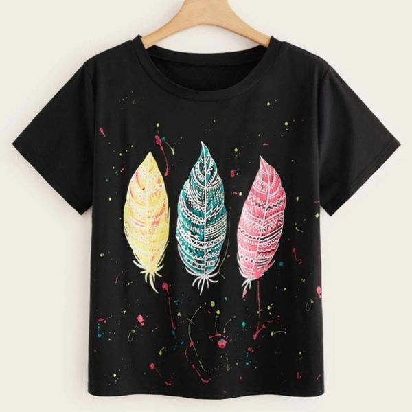 

fashion women blouses casual plus size short sleeve sweet woman shirts leaves printing o-neck blusas xl-4xl 1g3, White