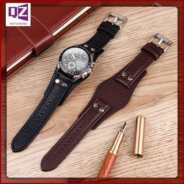 

watch bands cow leather strap 22mm watchband for ch2891 ch3051 ch2564 ch2565 band handmade mens bracelet with mat, Black;brown