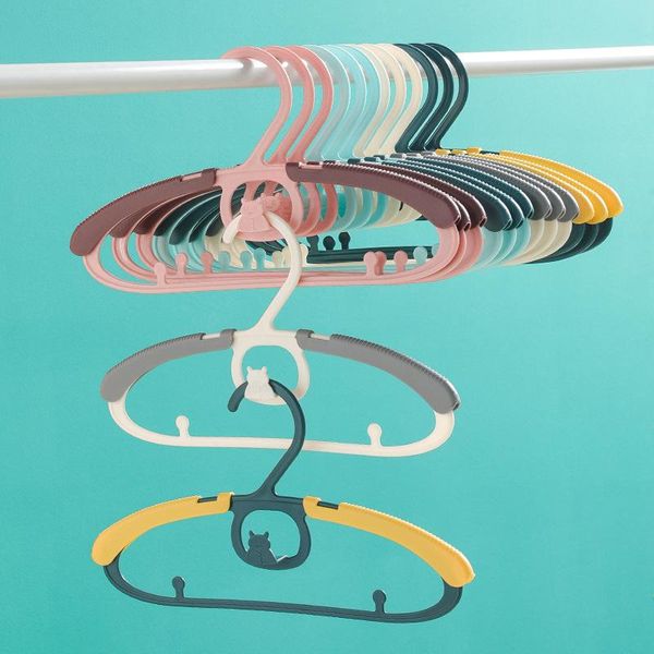 

hangers & racks adjustable children's hanger cartoon plastic 5pcs retractable baby drying rack for hanging clothes