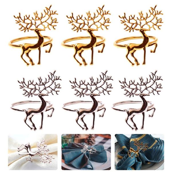 

napkin rings 6pcs christmas holder alloy high-quality cute delicate deer ring for bar restaurant xmas party dinner table decor