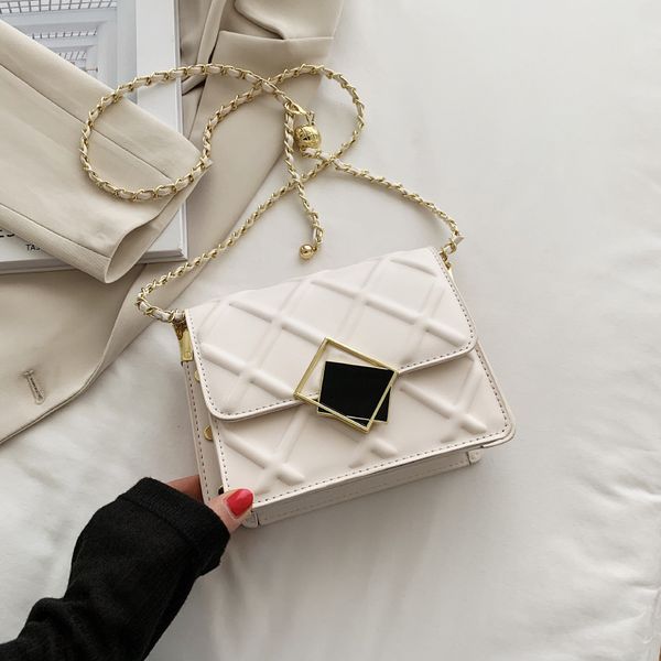 

summer small female rhombus fashion embossed 2021 new chain one-shoulder messenger square metal bag korean ndfrp