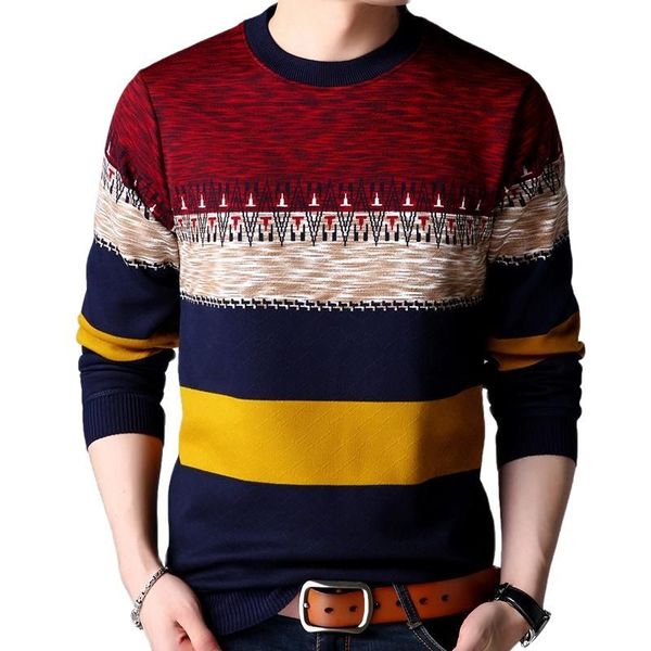 

2021 brand casual autumn winter warm pullover knitted striped male sweater men thick mens sweaters jersey clothing 41200, White;black