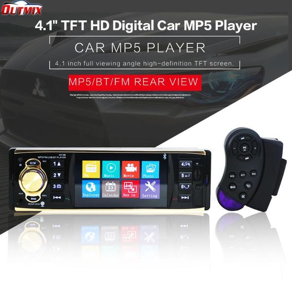 

car video radio 4.1" touch screen multimedia mp5 player auto stereo bluetooth support micophone and rear view camera