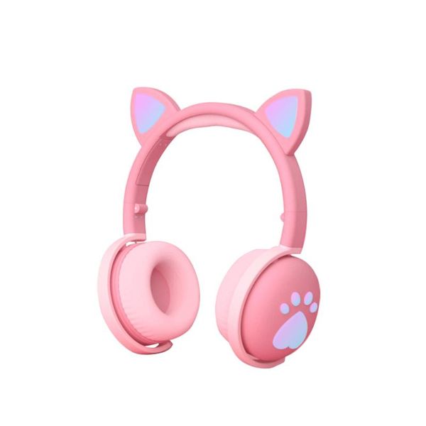 

headphones & earphones kids bluetooth kawaii cat ear led light up wireless foldable headset with 3.5mm jack 5.0 for birthday gift