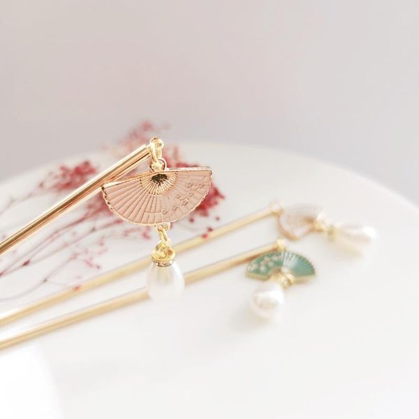 

hair clips & barrettes antiquity hanfu daily hairpin retro classical super simple fan golden chinese style girl sz001, Golden;silver