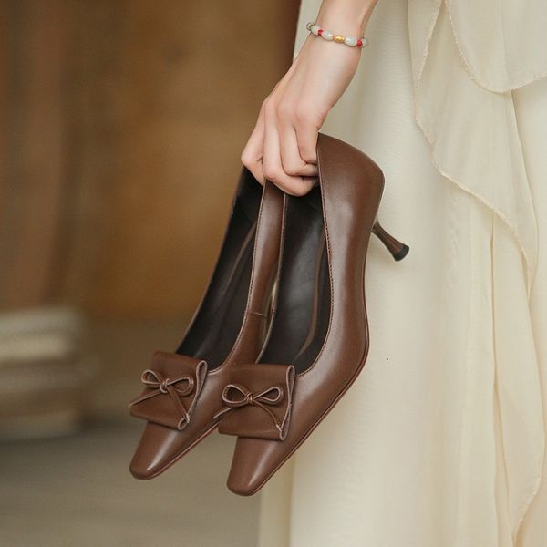 

genuine leather slide women's sandals shoes spring/autumn butterfly-knot bombs high heels handcrafted woman size 34-39 wmmv, Black