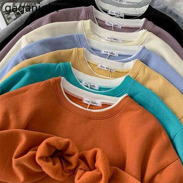 

casual loose women jumper long sleeve o neck chic korean hoodies spring autumn sweatershirt outwear jumpers patchwork 210601, Black