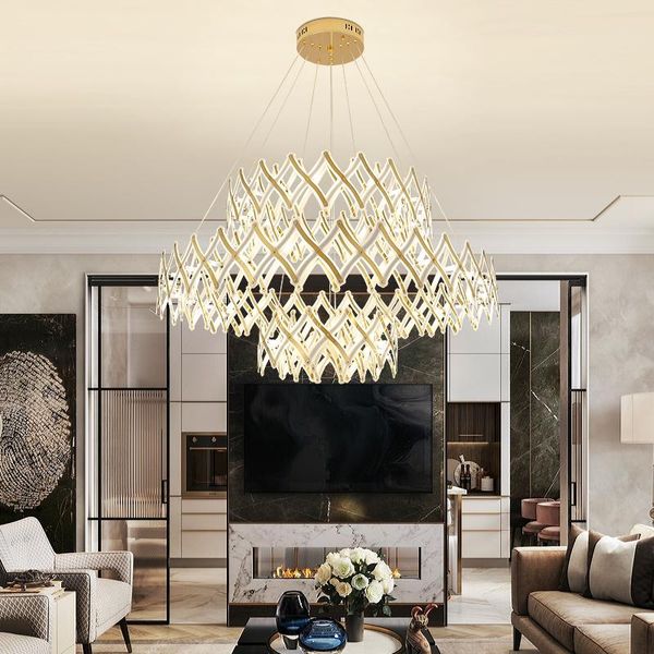 

ring chandelier nordic modern creative atmosphere lamp home acrylic restaurant lamp office clothing store ring living room