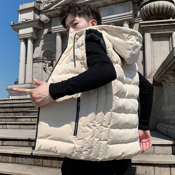 

men's jackets autumn winter vests men stylish vest mens plus size warm sleeveless jacket waistcoat hood casual coats, Black;brown