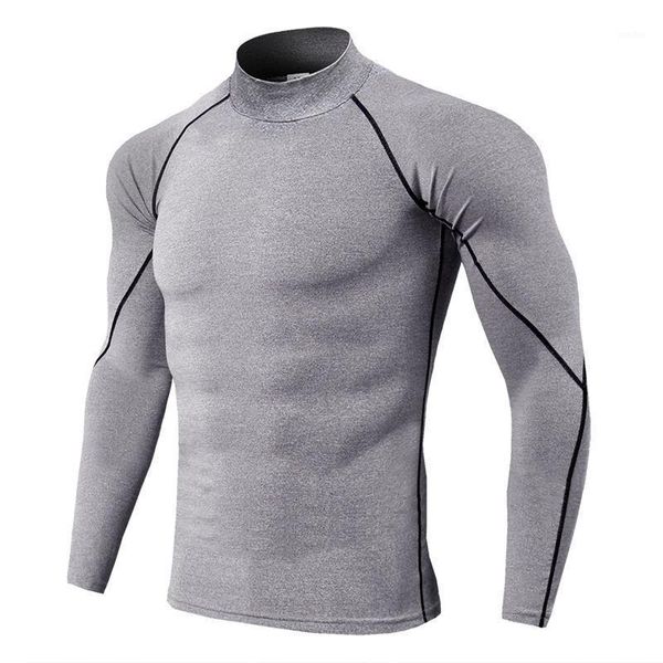 

running jerseys weightlifting mens turtleneck compression shirts gym gyms t shirt long sleeve tight fitness rashguard1, Black;blue