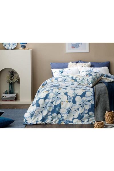 

bedding sets georgia cotton single duvet cover set 160x220 cm blue 10029731-1