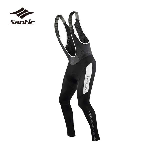 

racing pants santic winter cycling men long fleece thermal bicycle pro team coolmax padded road mountain bike bib tights, Black;blue