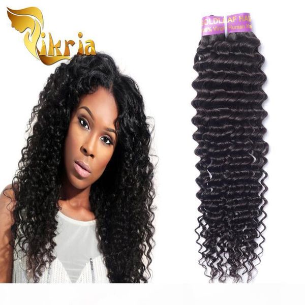 

100% unprocessed brazilian virgin human hair malaysian indian peruvian human hair wefts deep curly human hair extensions 3 bundles lot, Black