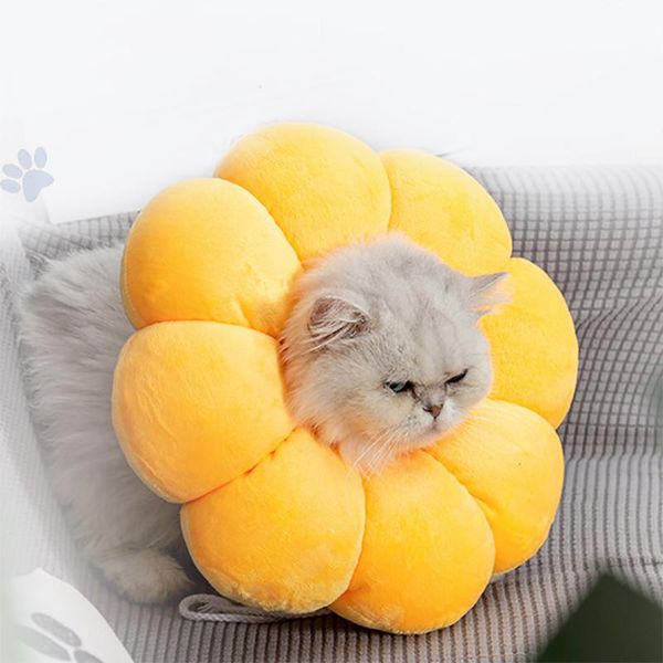 

cute cat elizabeth ring soft cotton anti-bite anti-licking adjustable sunflower protective collar for puppy dog
