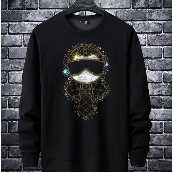 

new designer hoodie hip hop mens hoodies rhinestones hoodie men women sweatshirt long sleeve lovers s-4xl, Black