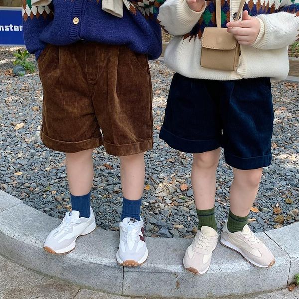 

shorts boys and girls korean solid corduroy 2021 autumn, Black