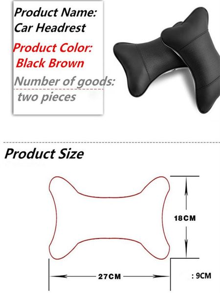 

seat cushions 2pcs car neck pillows pu leather head support protector universal for benzw203 w210 w204 w211 clk c180 e200 c e s cls