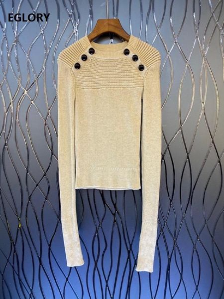 

women's sweaters 2021 autumn winter fashion style ladies button shoulders long sleeve apricot black knitted pullovers casual basic, White;black