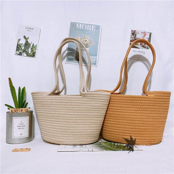 

bohemian beach rattan bucket bag female 2021 summer new brand travel straw bag daily use totes women handbags weaving wicker bag