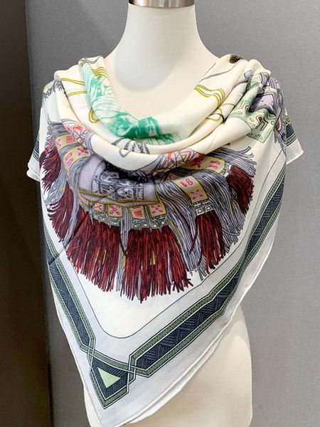 

scarves high-end elegant women [desert leather] personalized printed quality silk cashmere warm generous scarf shawls, Blue;gray