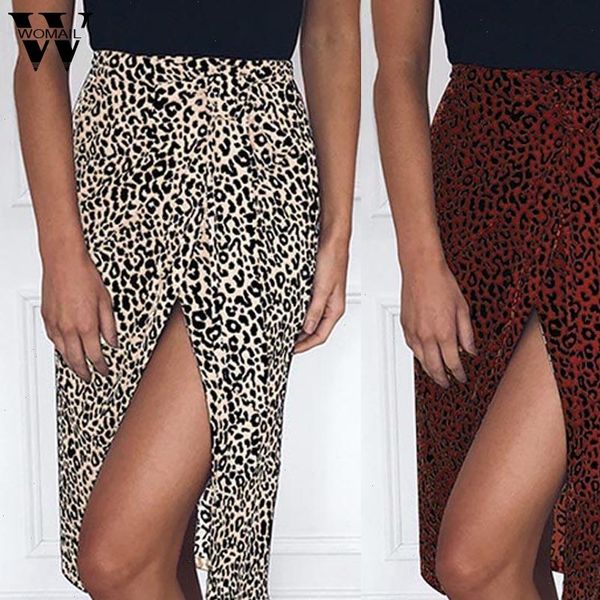

women skirt high waist split midi skirts leopard dot print casual summer skirt high fashion boho skirt 2021 m523, Black