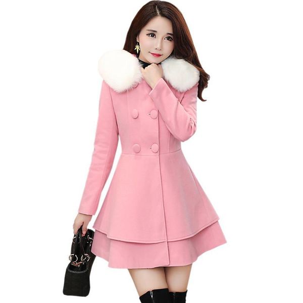 

2021 women autumn new great goal for single skin breasted coats of female magro cashmere wool outerwear t73 kehg, Black