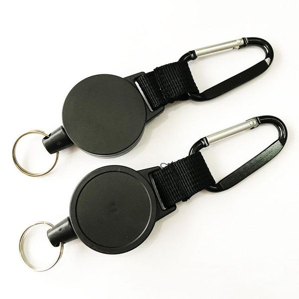 

keychains re plastic thick nylon rope trinket high elastic tension key chain ring abs easy pull buckle carabiner d635, Silver